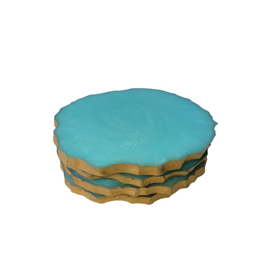 Sea Blue Faux Agate Style Coasters Set (4)